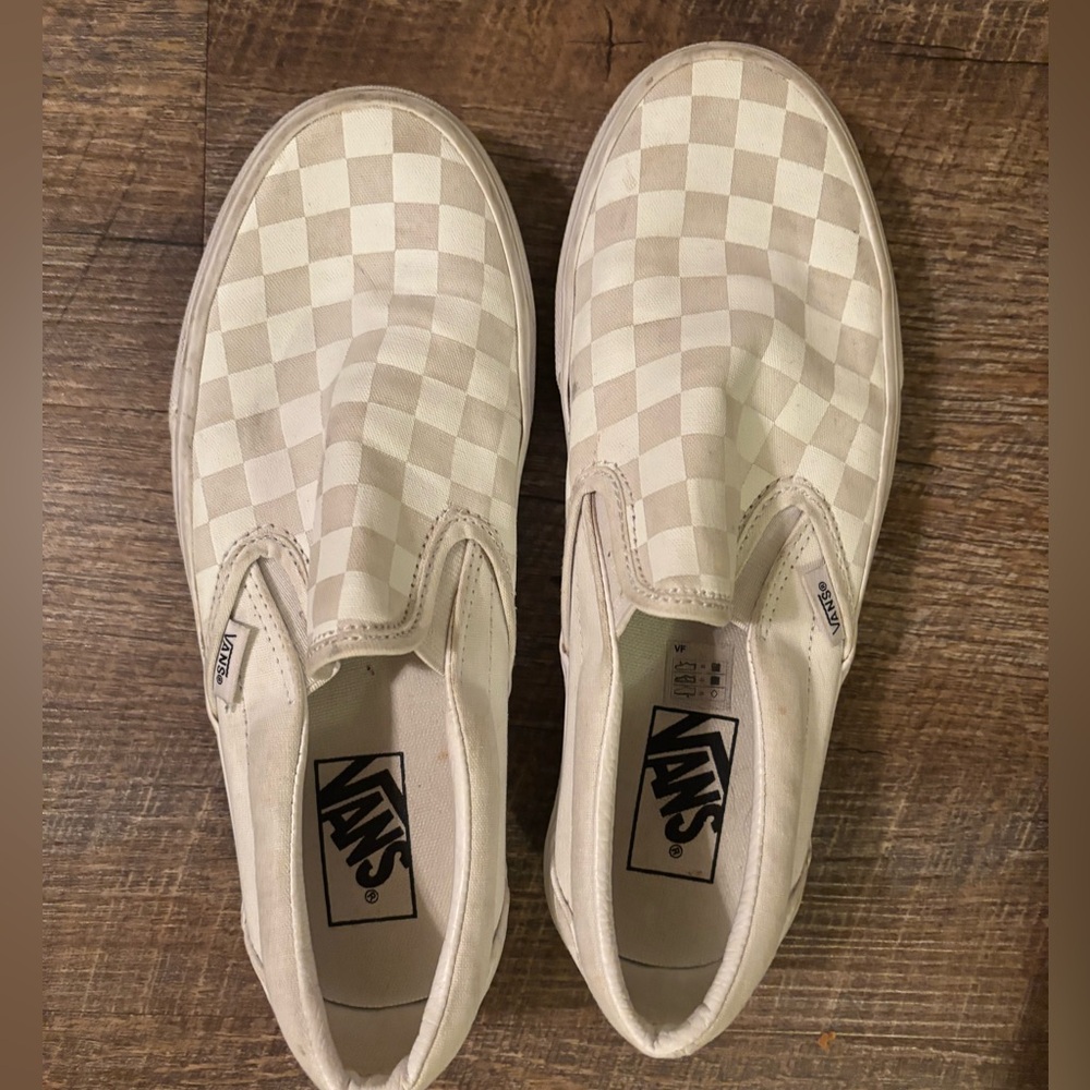 Vans White Checkered Slip-On Sneakers